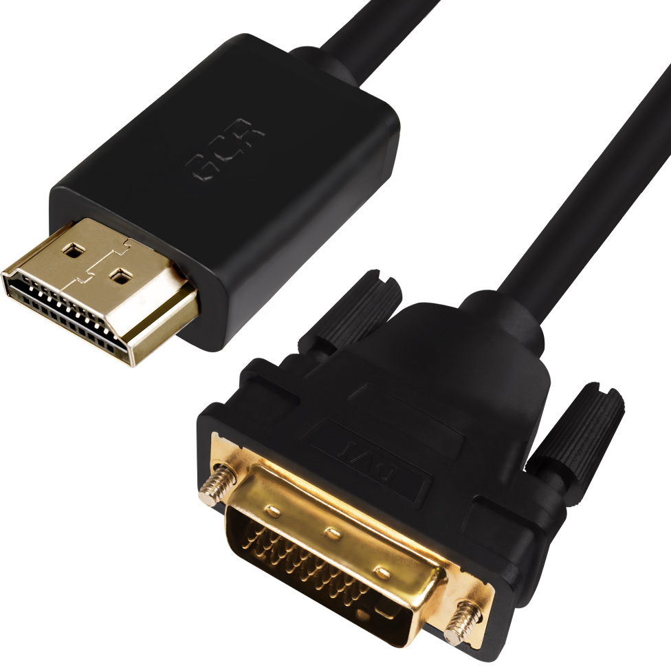 GCR-HD2DVI1-5.0m кабель hdmi-dvi 5.0m черный, od7.3mm, 28/28 awg, позолоченные контакты, 19pin am / 24+1m am double link, , тройной экран Greenconnect Santreyd  - Вид №1