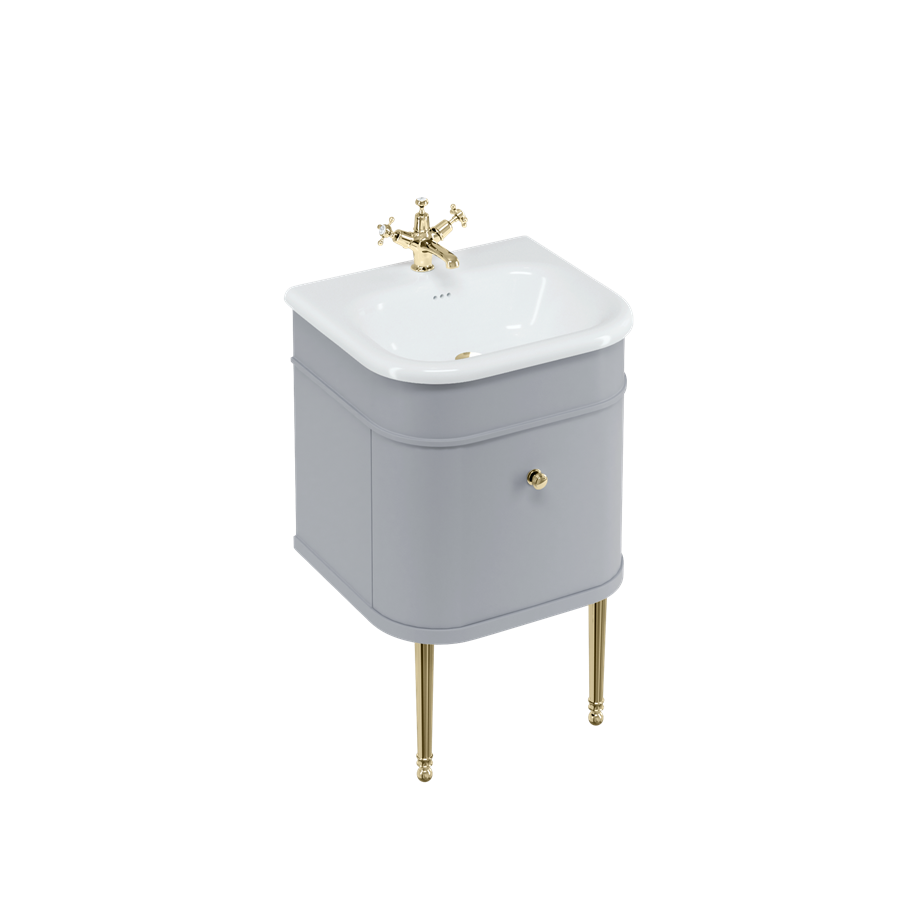 Burlington Chalfont Chalfont 550мм Тумбочка с одним выдвижным ящиком - Классический серый с никелевыми ножками CH55G-CHLEGNKL  - Вид №3