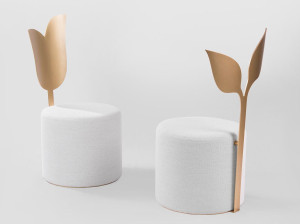 Круглый пуф из ткани