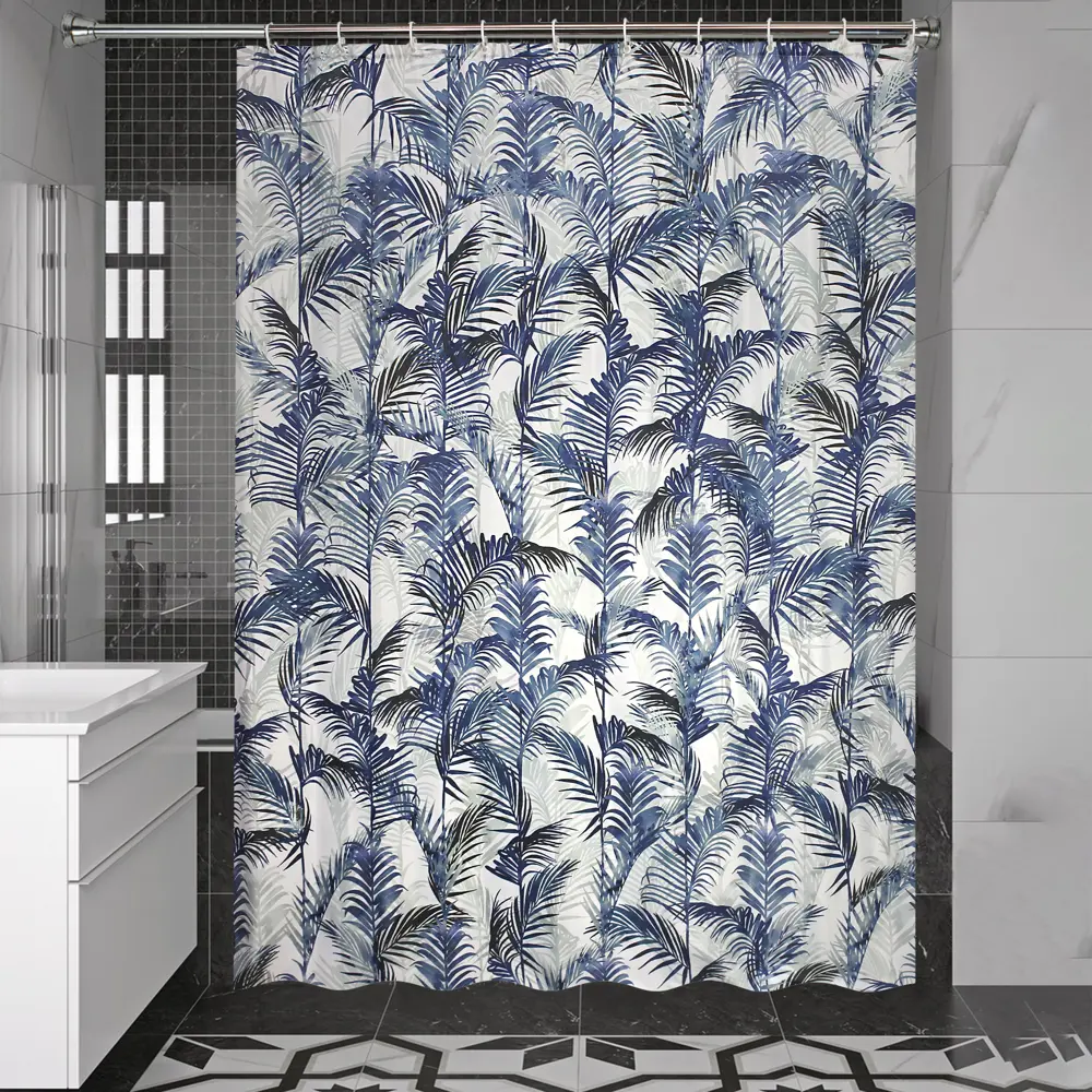 Штора для ванны Bath Plus Palm Leaf 180x200 см полиэстер цвет сине-белый 84738083 STLM-2182278 CHARME GREEN