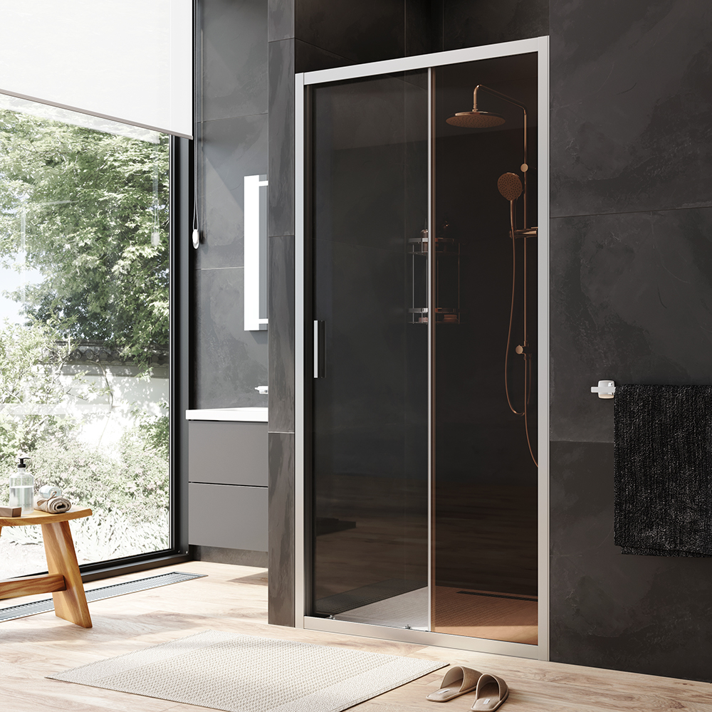 W90G-100-1-195MBr Solo Дверь душевая 100х195 стекло бронзовое профиль матовый хром AM.PM Gem
