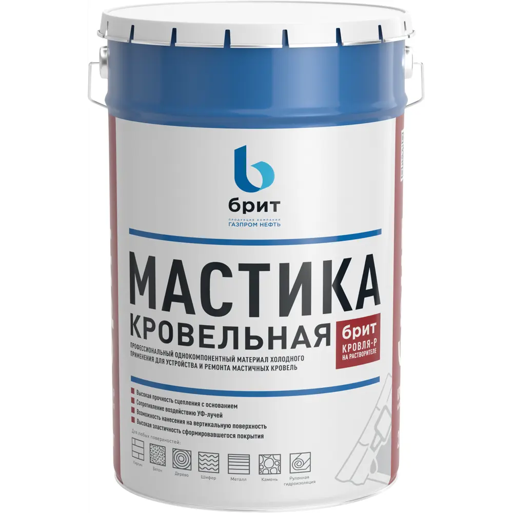 БРИТ Кровля-Р: профессиональная битумно-полимерная мастика 20 кг 82966160 STLM-0038357