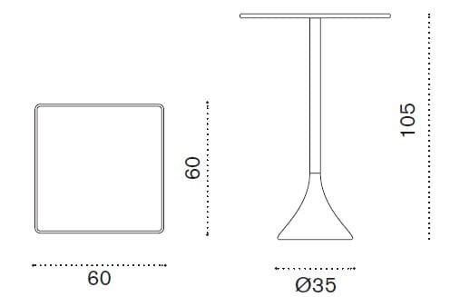 Высокий квадратный садовый стол Ethimo бетон ARCH-00093231 - Вид №2