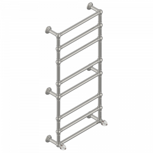 A1L-TWT8H2 Полотенцесушитель Традиционный, 8 перекладин, 625 мм x 1325 мм, водяной, с 2 декоративными крестовыми рукоятками Thg-paris Amboise с красной яшмой Матовый никель