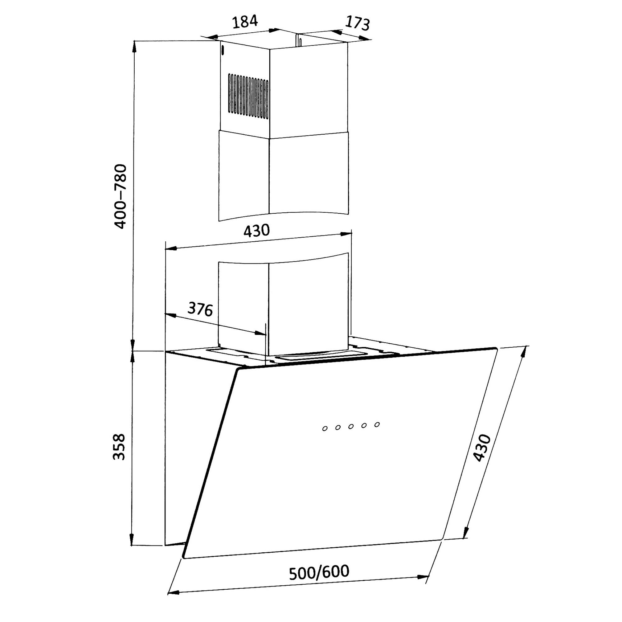9152636 Вытяжка наклонная DEXP CH60-FNF белый/белый STDN-0085778 - Вид №12