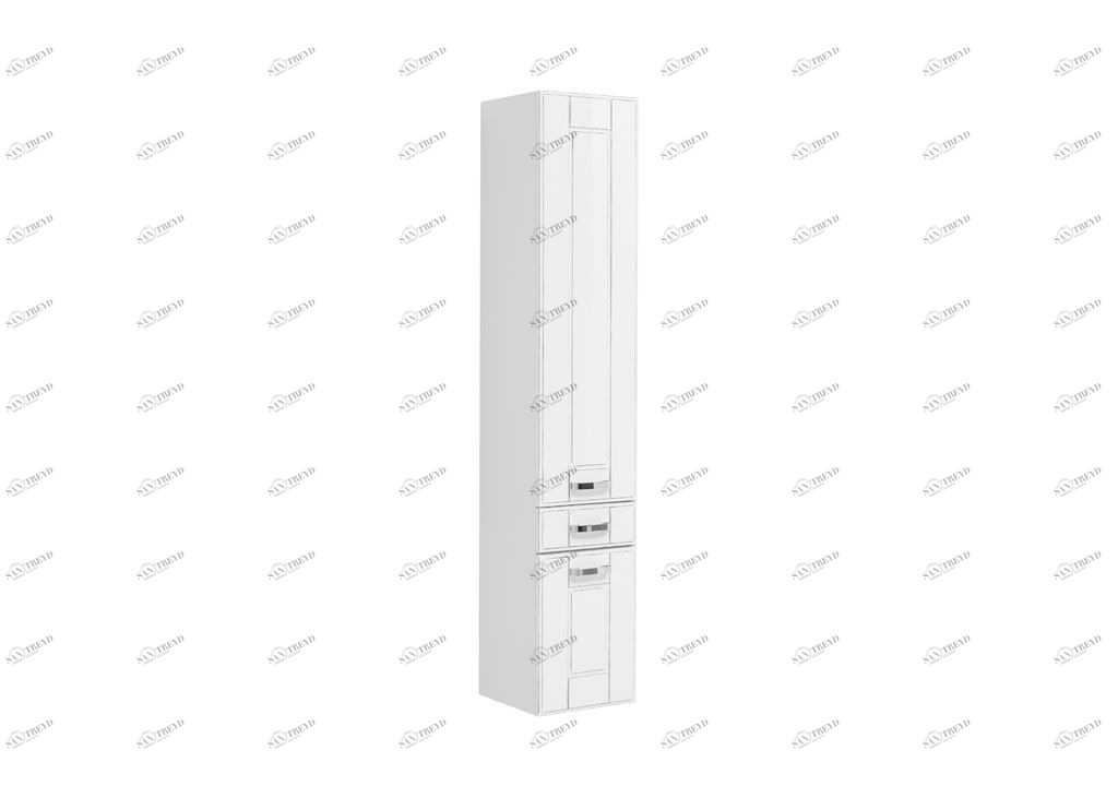 Шкаф-пенал для ванной Aquanet Рондо 35 белый антик (2 дверцы, 1 ящик) 00196774