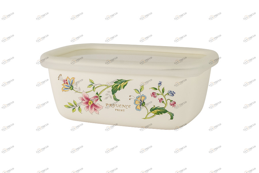 Лоток эмалированный с крышкой 0,5 л бежевый "Прованс" EJIRY ЦВЕТЫ 00-3973473 Бежевый 