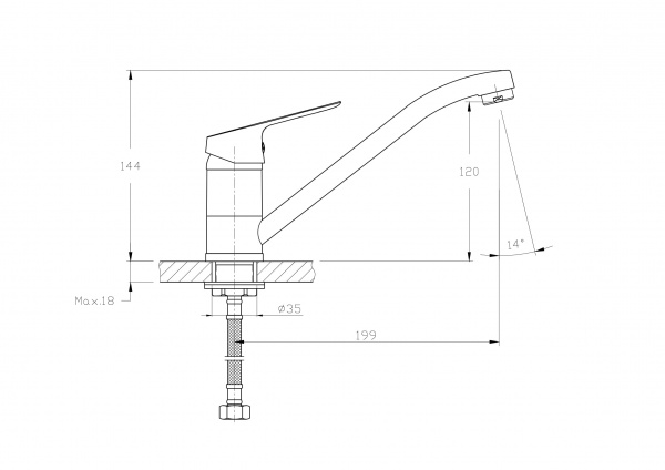 Смеситель для кухни Rush Yell YE5735-25 хром 11523139 - Вид №1