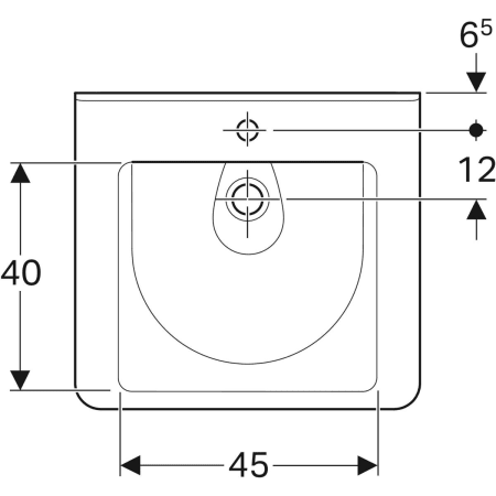 128576000 Раковина Geberit Renova Comfort Square, безбарьерная Geberit  - Вид №22