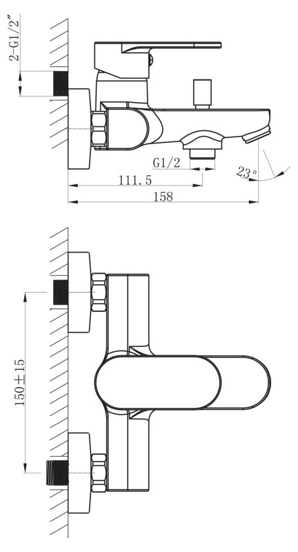 Смеситель для ванны и душа LOY-VASM-CRM BELBAGNO  - Вид №1