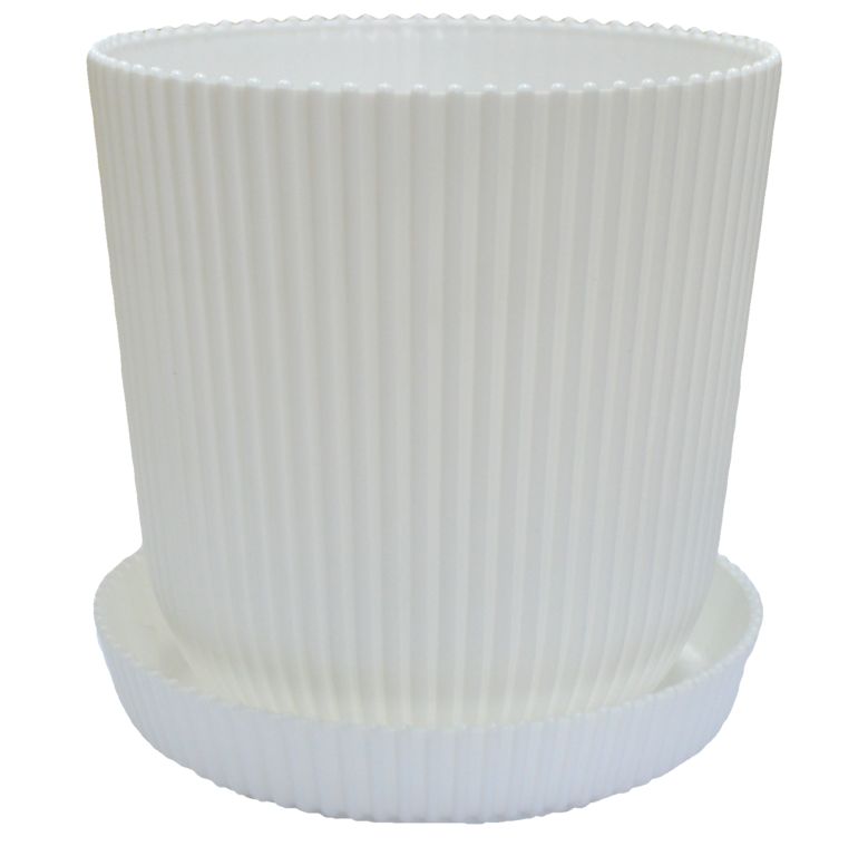 803-15 Горшок д/цветов с поддоном Le Gaufre D=15.5 2.4Л Белый Цветочная коллекция 