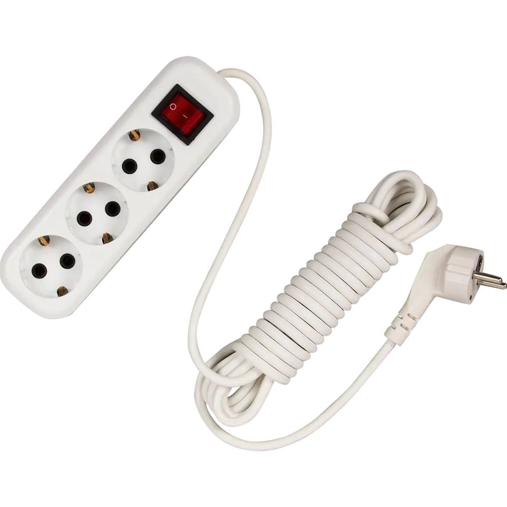 Удлинитель с заземлением Duwi 3 розетки, 5 м, выключатель STLM-2048082