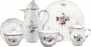 10659693 Meissen Сервиз кофейный Meissen "Белая роза" (форма - Новый Марсель) на 4 персоны 12 предметов Фарфор, Керамика