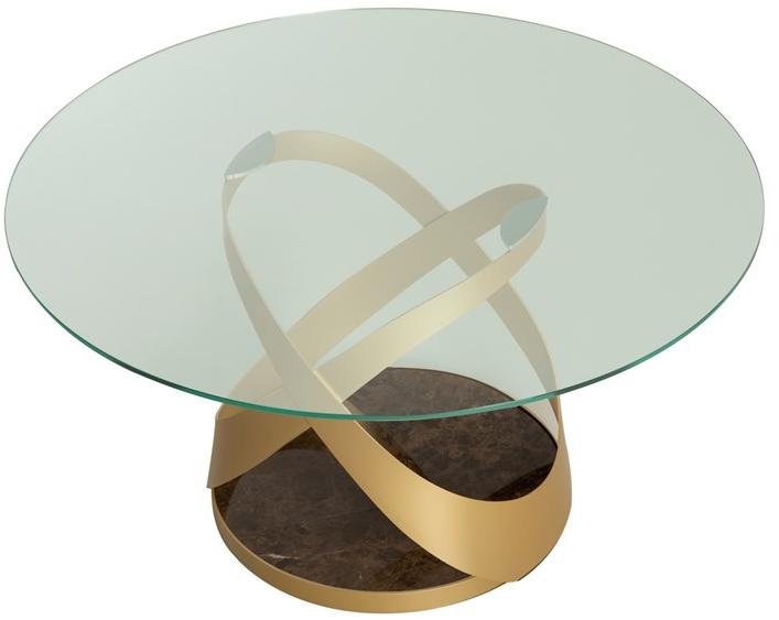 Tonin Casa Круглый стеклянный стол на металлической и мраморной основе  T8096  - Вид №4