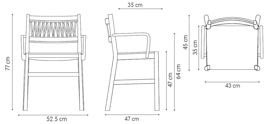 TrabA' Стул из бука с подлокотниками и встроенной подушкой Julie 0025-in-imb-ar - Вид №3