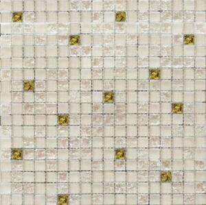 2020 мозаикамикс молочный-молочный колотый-молочный матовый-золото 300х300 чип 15х15 (0,09м)