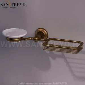 Двойная мыльница с решеткой SIMAS бронзовая