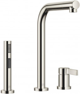 32800790-08_1_27721970-08_1 Смеситель на два отверстия с отдельными розетками с душевым гарнитуром для ополаскивания - платина Dornbracht Elio