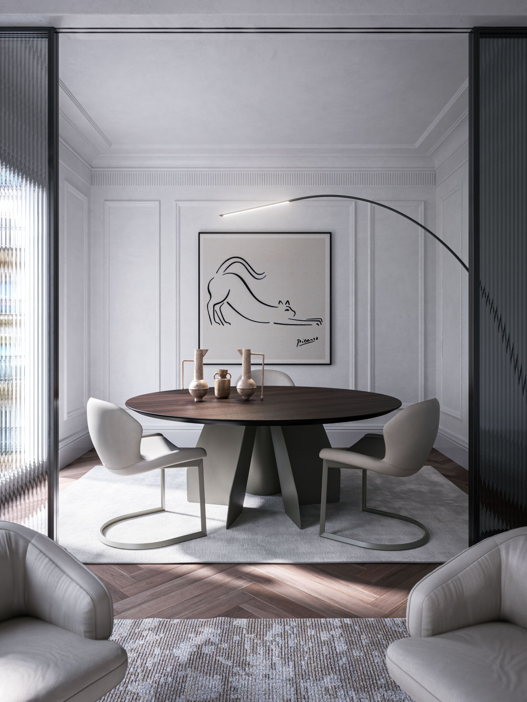 Круглый стол из стали и дерева Cattelan italia Senator ARCH-00148041 - Вид №1