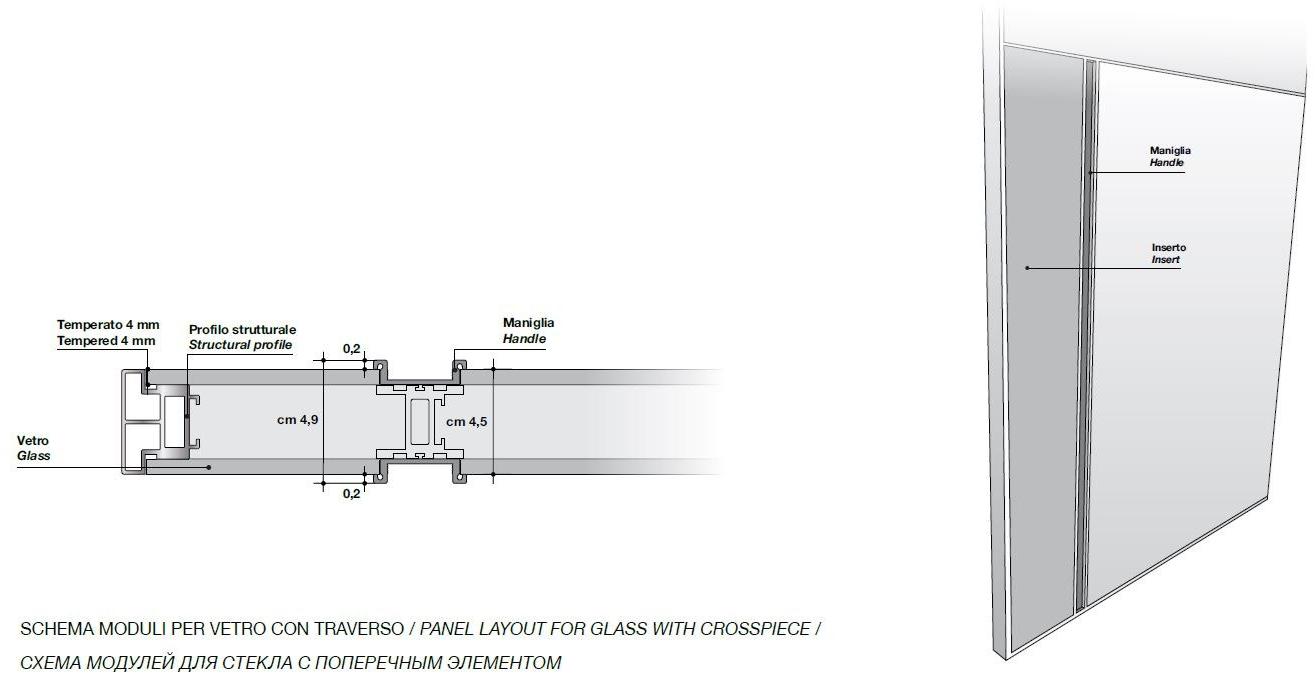 Longhi Лакированная раздвижная дверь из закаленного стекла Aluminiun chic – doors Serie 340 - Вид №3
