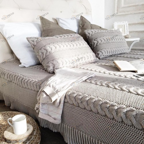 Плед LILIAN 135*220 APERO ДИЗАЙНЕРСКИЕ, ВЯЗАНЫЕ, ОДНОТОННЫЕ 010332 Коричневый 