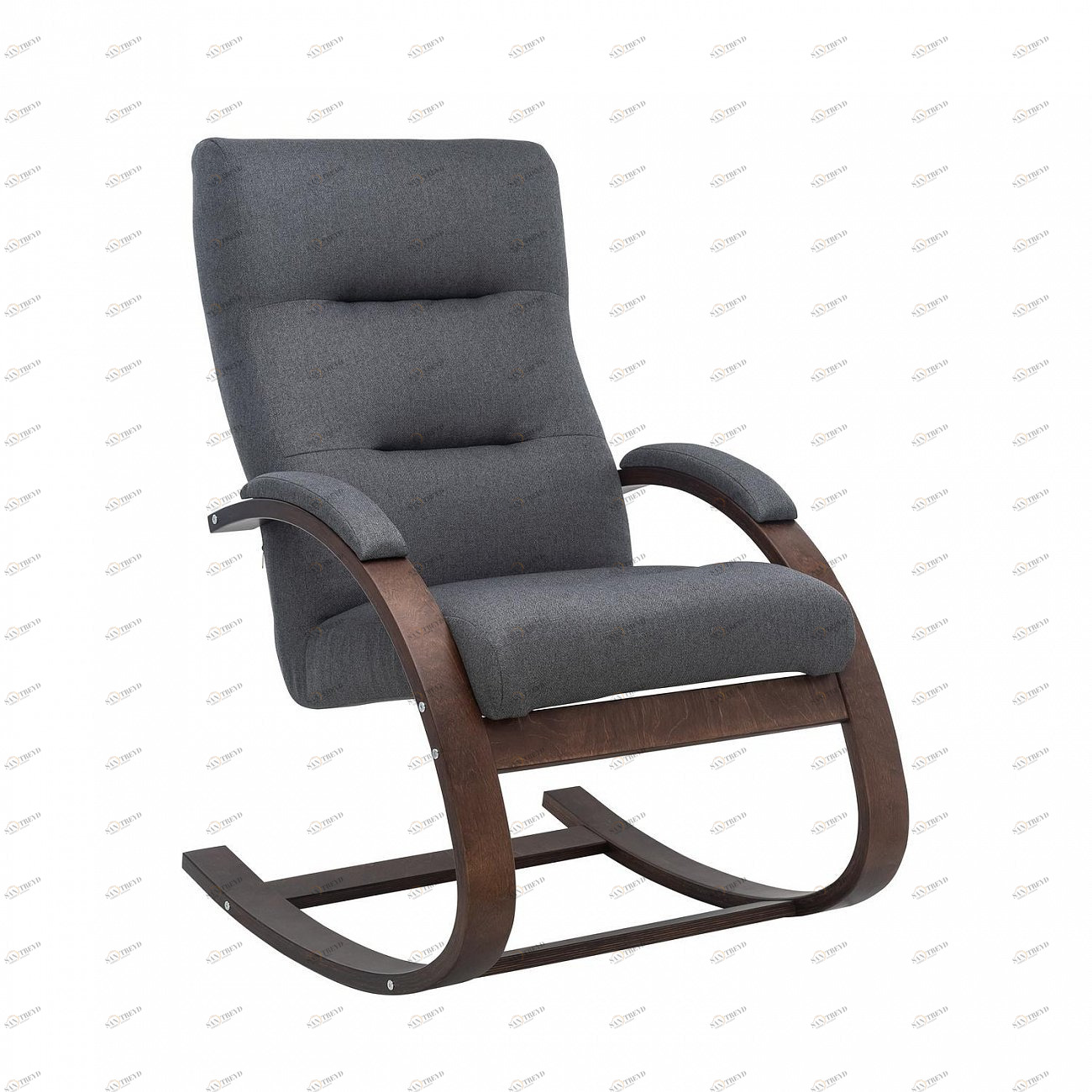 Кресло-качалка мягкое орех Leset "Милано Малмо 95" IMPEX ДИЗАЙНЕРСКИЕ 00-3967001 Коричневый;серый 