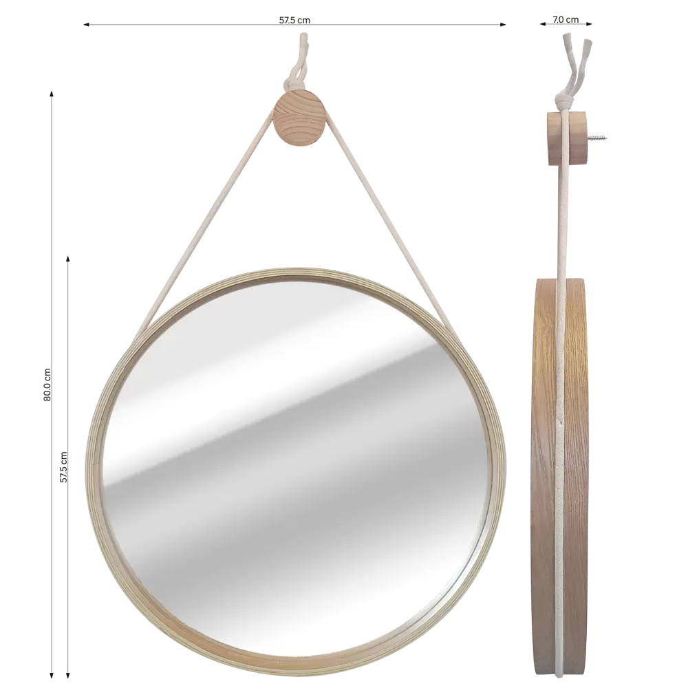 Зеркало INSPIRE Nordik Cord Oak с круглой рамкой 57.5 см 86484790 STLM-1468409 - Вид №8
