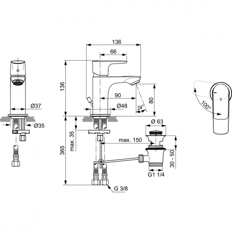 A7017AA Смеситель для раковины Ideal Standard CONNECT AIR - Вид №3