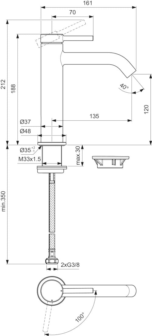 Однорычажный смеситель для раковины Ideal Standard Ceraline Nuovo ARCH-00068328 - Вид №5