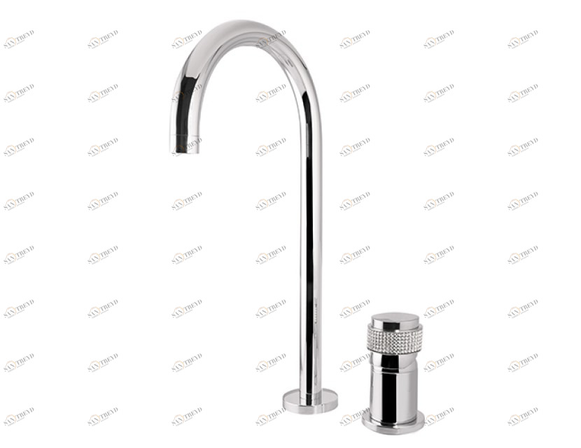 071408.LH0.50 Смеситель для раковины, однорычажный, на два отверстия, высокий, со сваровски Яркий хром Mestre 