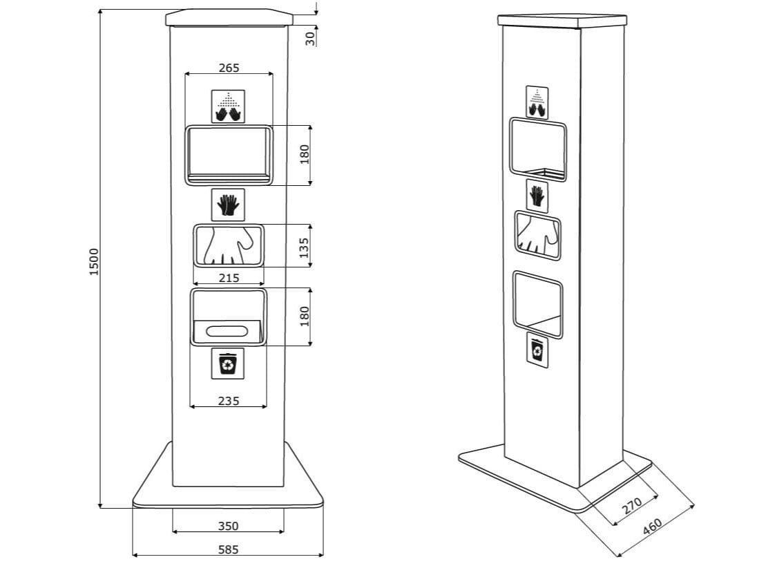 Дозатор одноразовых устройств / металлический дезинфицирующий Тотем MDD DZW1 ARCH-00044176 - Вид №2