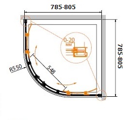 Душевой уголок CEZARES RELAX-R-2-80-C-Bi - Вид №1
