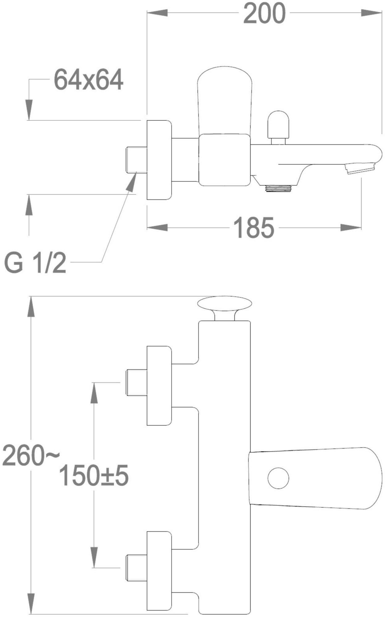 Fir Italia Смеситель для ванны настенный из латуни с переключателем Dynamica 88 8833172 - Вид №1