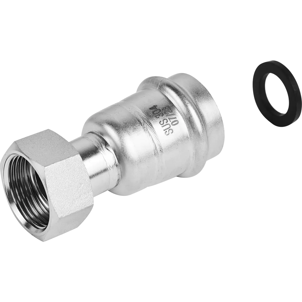 Муфта переходная Rommer 3/4"x28 мм с накидной гайкой ВПр-ВР нержавеющая сталь STLM-2026532 - Вид №2