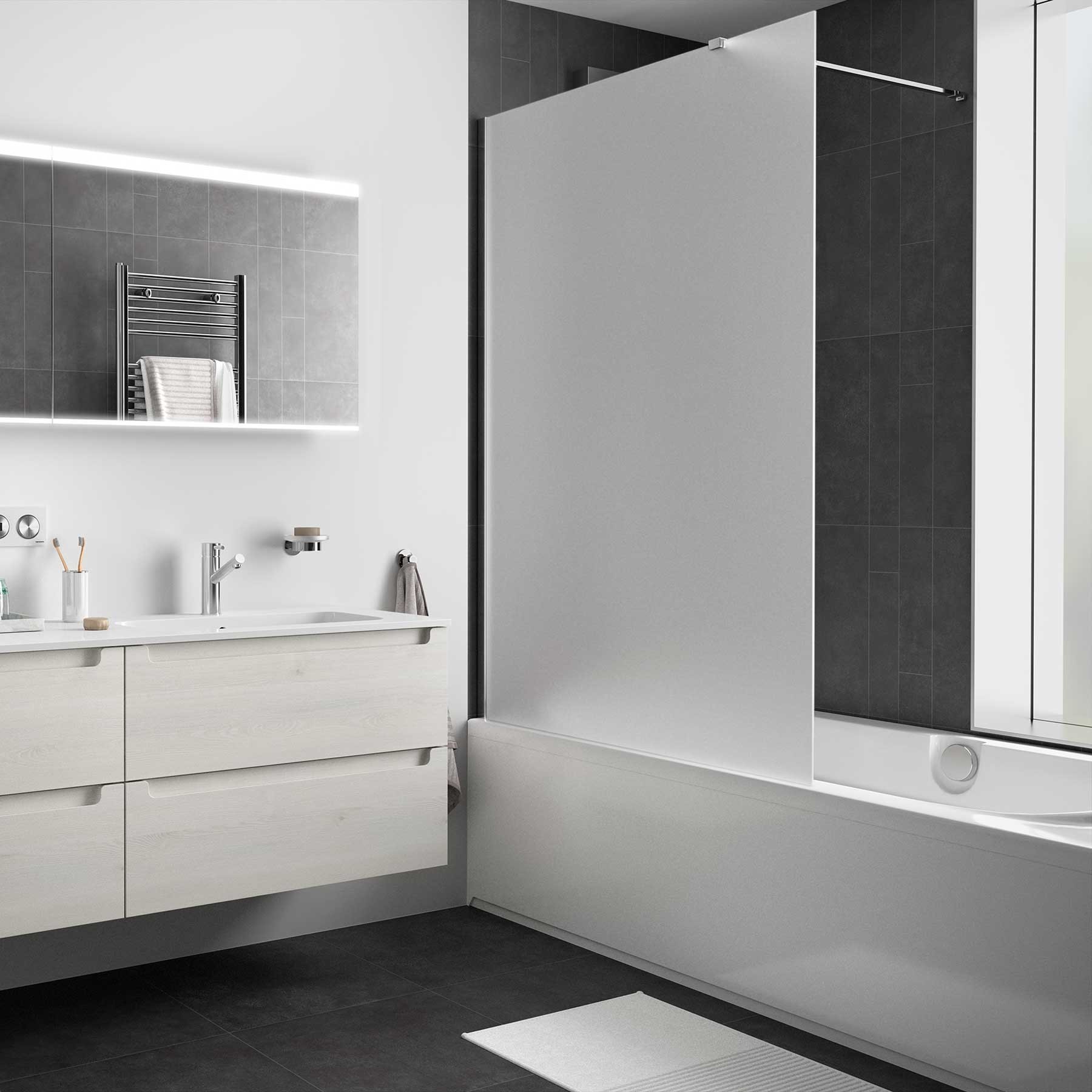 26874 SALGAR Душевая перегородка HEAVEN BATH Walk в ванну с защитой от известкового налета Полупрозрачность до 400 x 1500 мм 