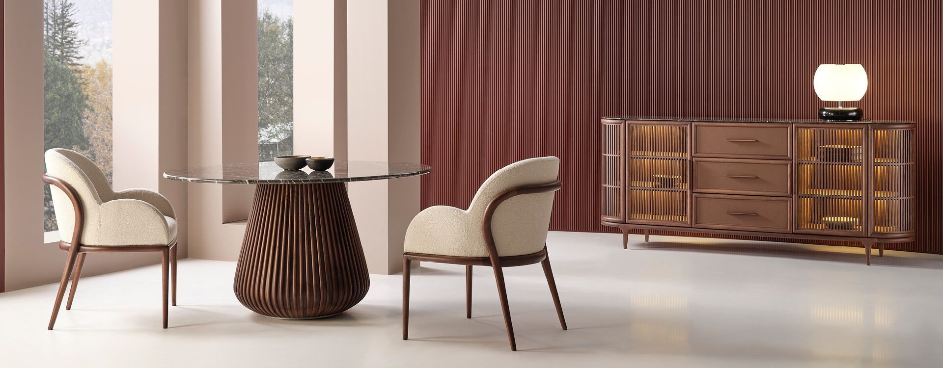 Круглый стол с мраморной столешницей и деревянным основанием Mobi VIZIER ARCH-00078314 - Вид №3