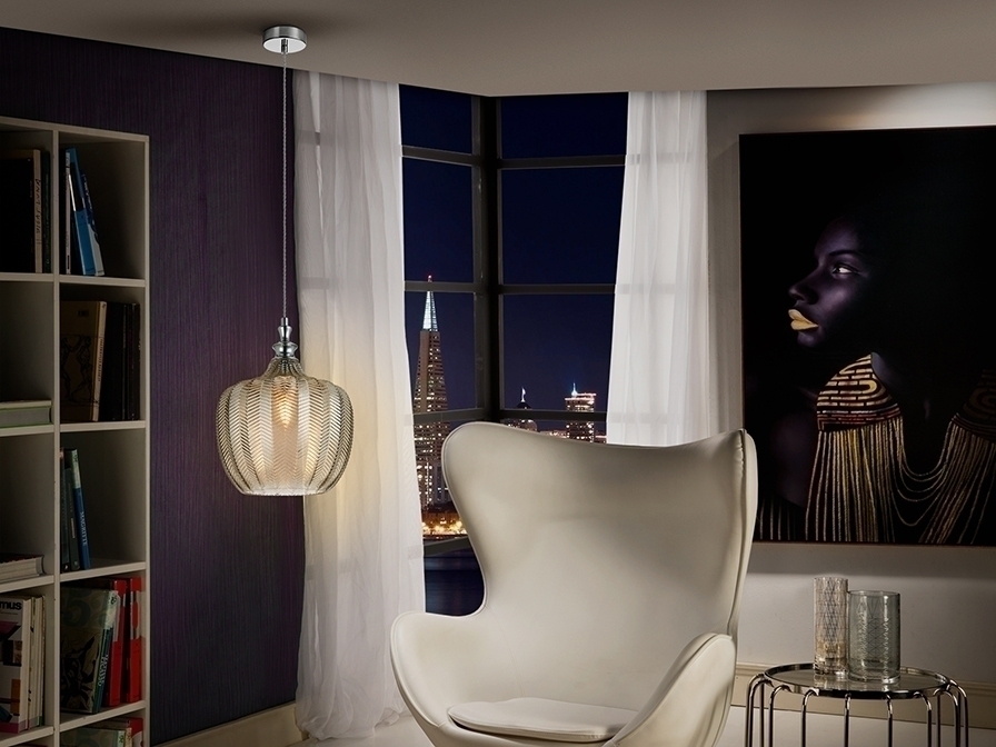 098140 Подвесной светильник янтарный 1L 24 см Schuller Spiga - Вид №1