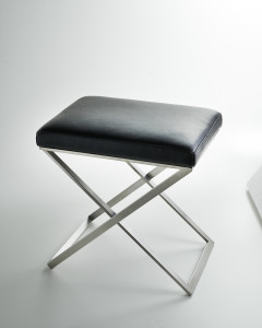 LONE/XS/.. 3SC Табурет со скрещенными ножками из атласной нержавеющей стали – подушка из гладкой кожи Moderno