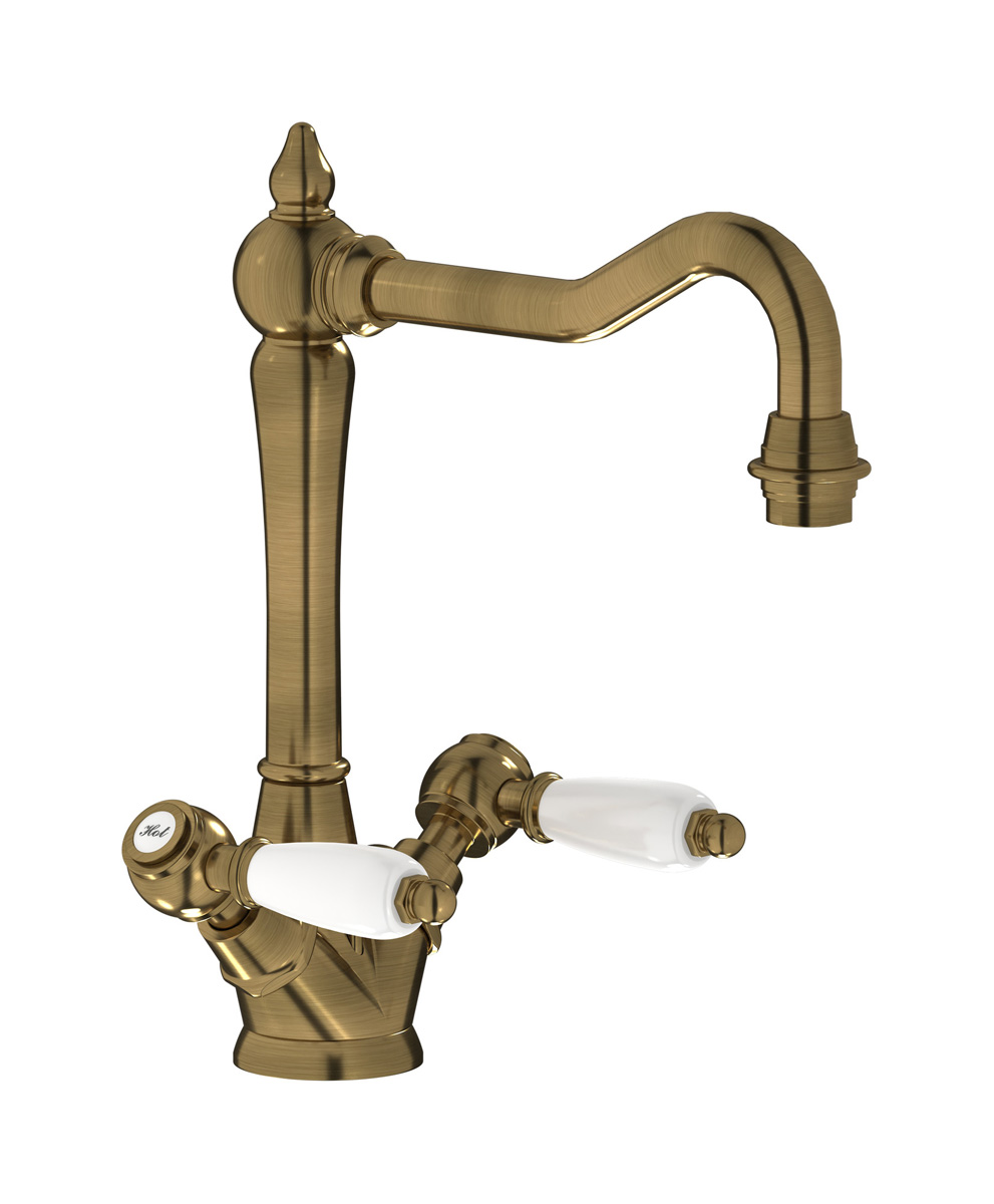 Смеситель для раковины на 1 отверстие с 2 ручками в комплекте с донным клапаном. WE ARE IB hl205bb_2 Antique Bronze Hermes
