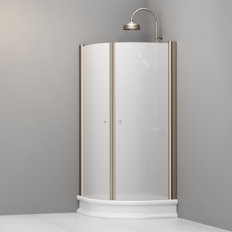 9151S3 Душевая кабина реверсивная DX/SX для душевого поддона четверть круга 90x90, цвет Бронзовый Kerasan RETRO Италия 