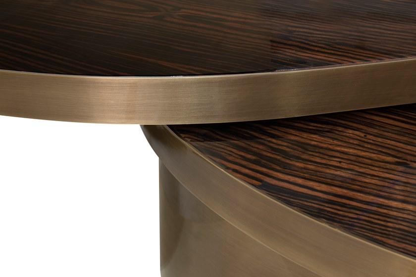 KOKET Журнальный столик из латуни со столешницей из шпонированного дерева Tears sun-id-1443845 - Вид №5