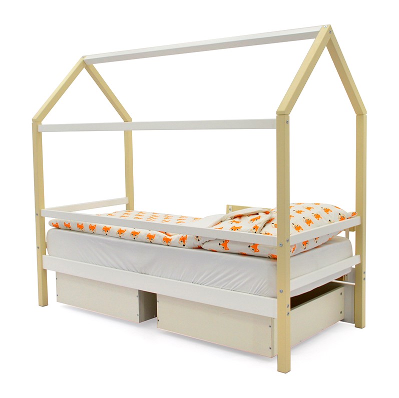 Кровать-домик детская бежево-белая Svogen БЕЛЬМАРКО  00-3833078 Бежевый Santreyd  - Вид №3