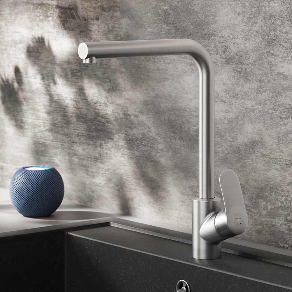 F8005011 смеситель для кухни L-образный излив сатин шт. AM.PM Like