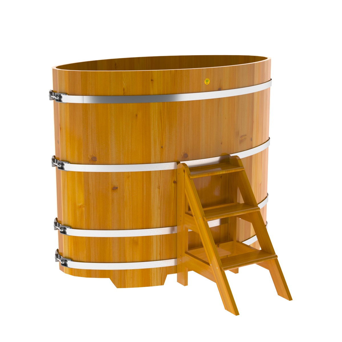 2276 Купель овальная из лиственницы Рустик 0,92х1,66х1,4 натуральная Alyarus  - Вид №1