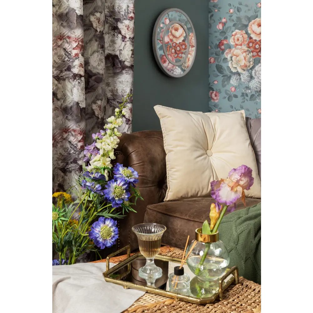 Подушка с пуговицей Бархат 43x43 см цвет кремовый 89112395 STLM-2091188 LINEN WAY  - Вид №6