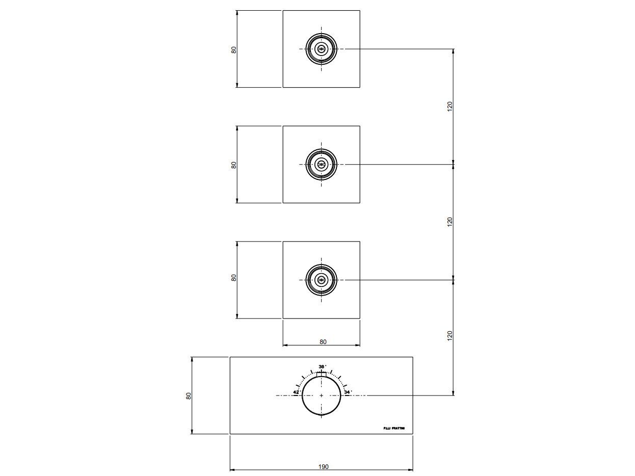 Термостатический смеситель для душа с 4 отверстиями Rubinetterie Frattini отдельная эстетика ARCH-00015119 - Вид №8