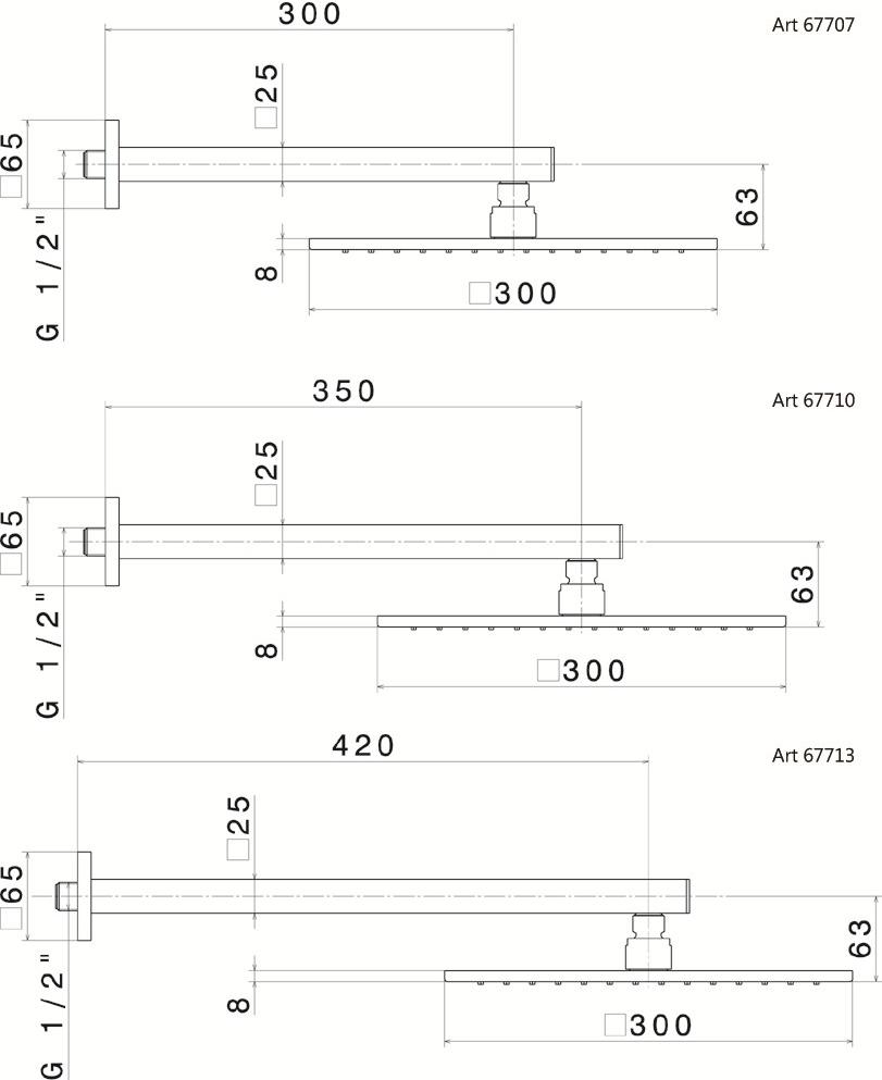 newform Лейка дождевого душа из нержавеющей стали Head showers 67707 - Вид №1
