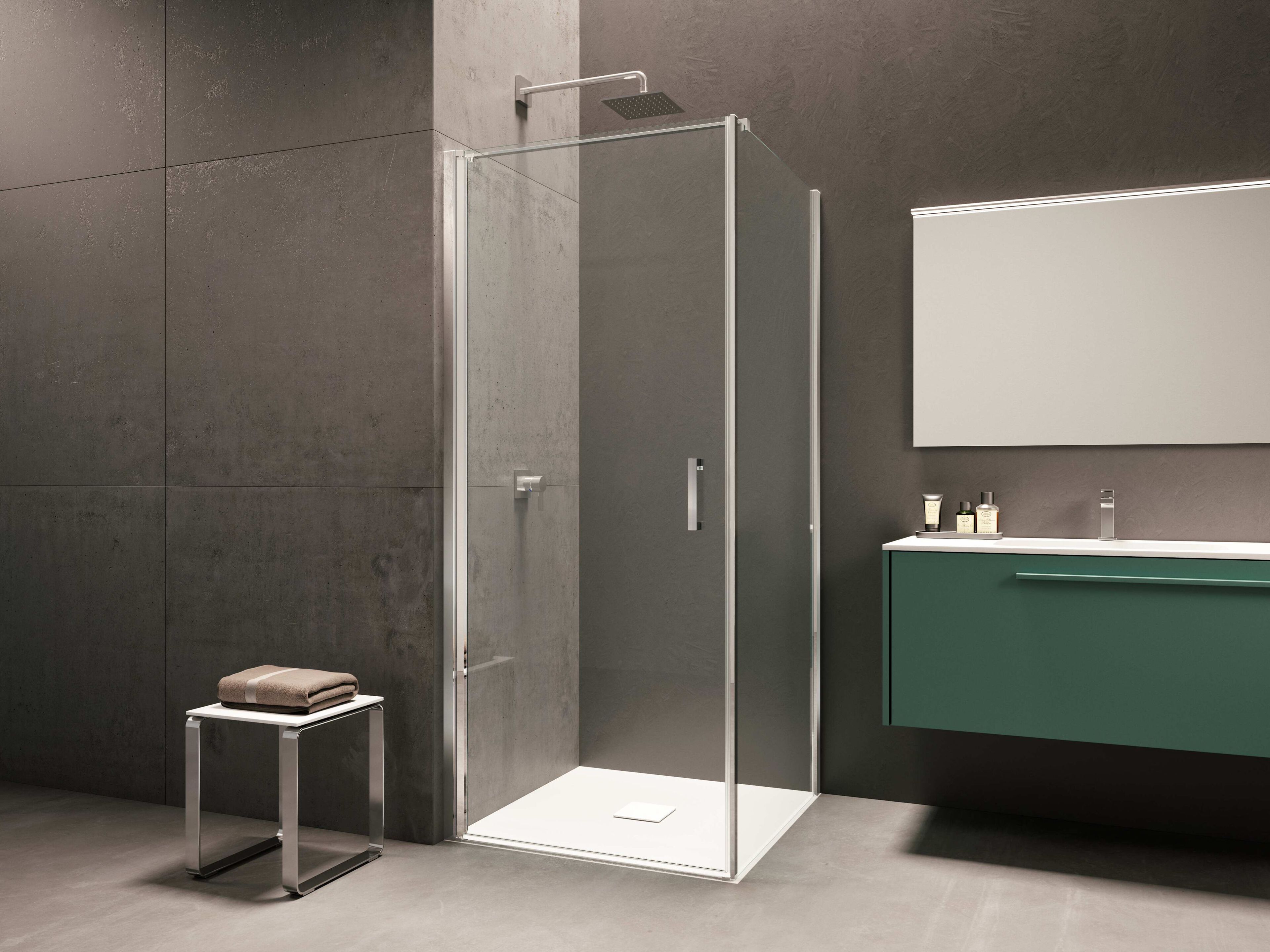 Стеклянная угловая душевая кабина с распашной дверью Provex Industrie ARCH-00113273 - Вид №1