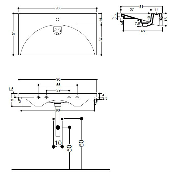 41818 Накладная раковина под столешницу  овальная Santreyd  - Вид №1