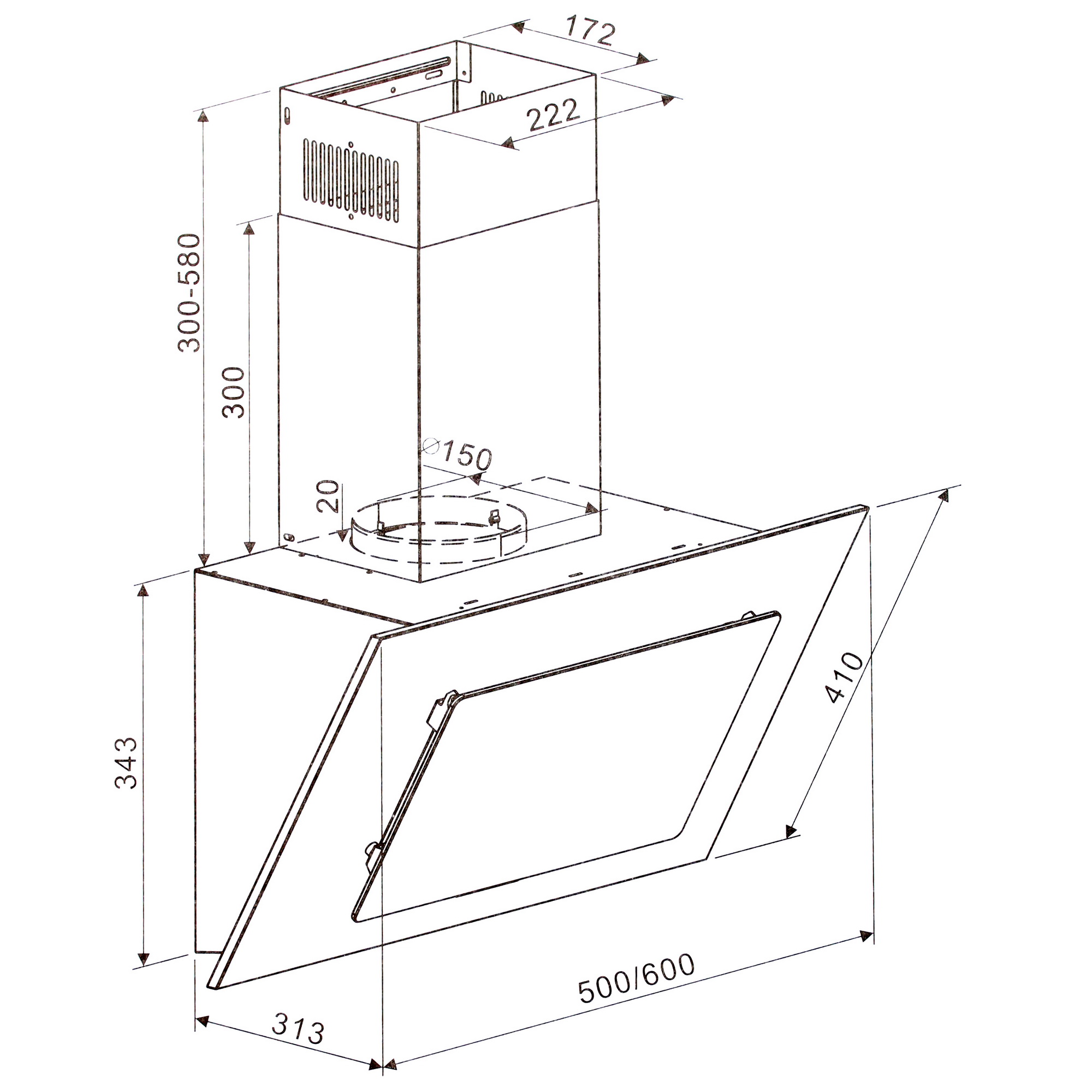 8160055 Вытяжка наклонная HOMSair BELL 50 черный/черный STDN-0100552 - Вид №11
